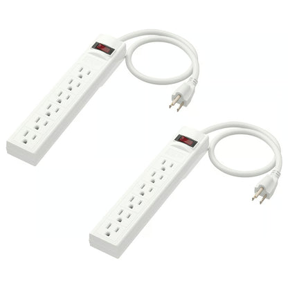 (2 PACK) IKEA KOPPLA 6 outlet power strip with switch, grounded white, 0.5 m (19 ¾ ")