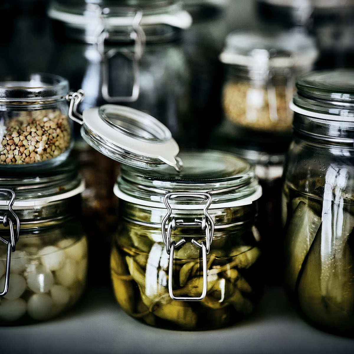 (6 Piece) IKEA KORKEN Jar with lid, clear glass, 0.5 l (17 oz)