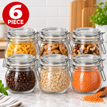 (6 Piece) IKEA KORKEN Jar with lid, clear glass, 0.5 l (17 oz)