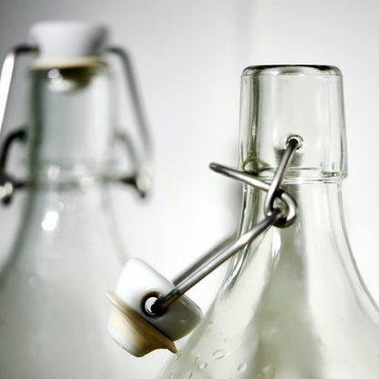 (3 Piece) IKEA KORKEN Bottle with stopper, clear glass, 1 l (34 oz)