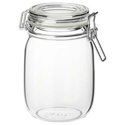 (6 Piece) IKEA KORKEN Jar with lid, clear glass, 1 l (34 oz)
