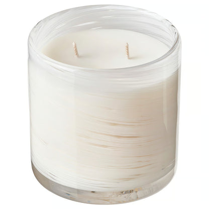 IKEA KRONSÅNGARE Scented candle in glass, 2 wicks, Vanilla/swirls white, 50 hr