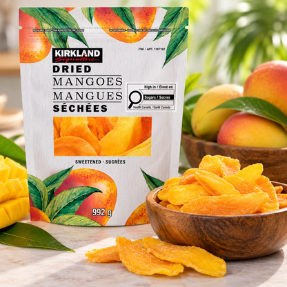 Kirkland Signature Sweetened Dried Mango, 992 g (35 oz), Delicious Tropical Fruit Snack