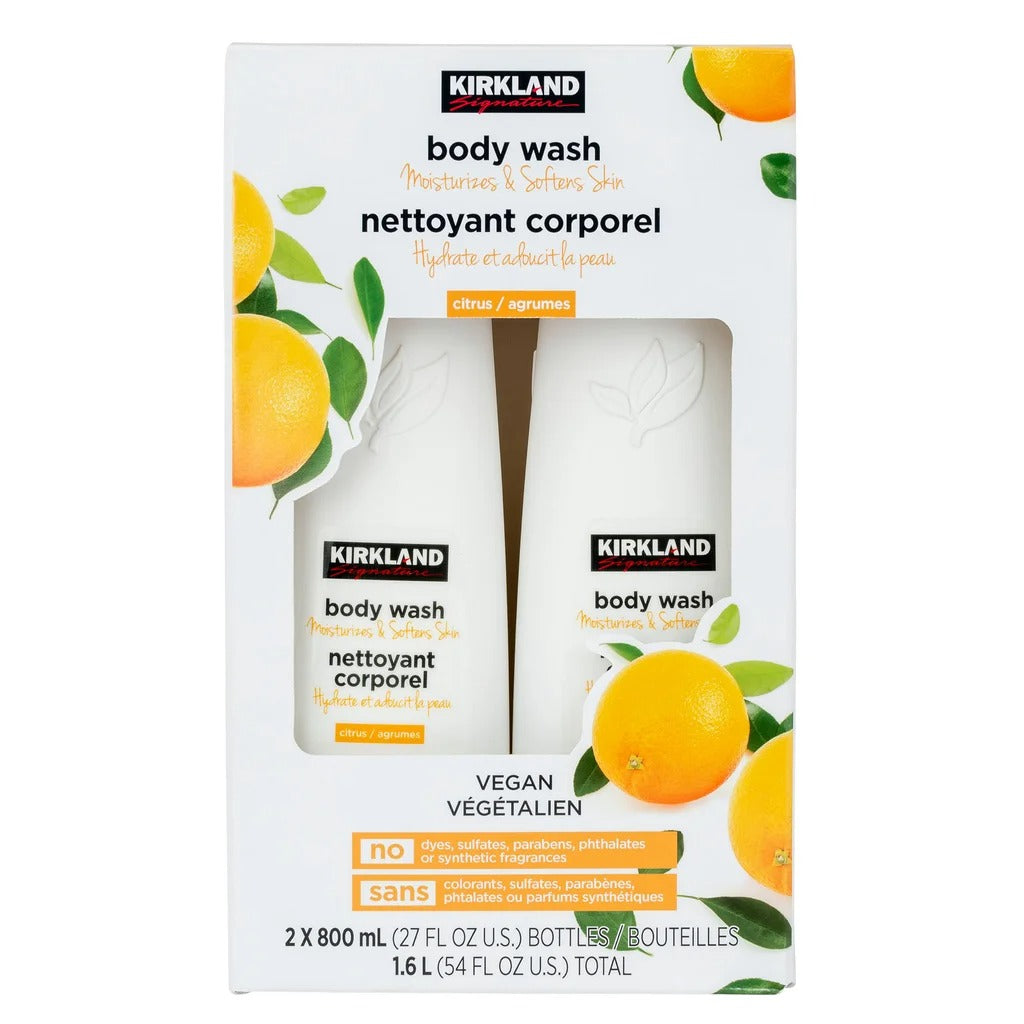Kirkland Signature Citrus Body Wash – 2 x 800 mL | Refreshing & Moisturizing Daily Shower Gel