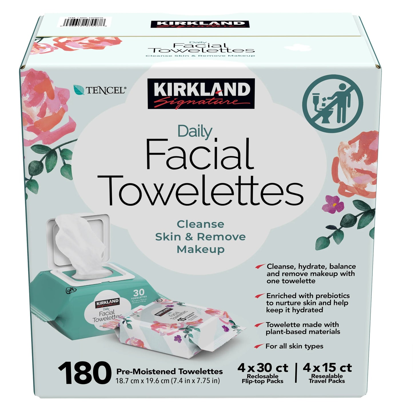 Kirkland Signature Daily Facial Towelettes | Gentle Cleansing & Makeup Removal Wipes for Face – Multi-Pack
