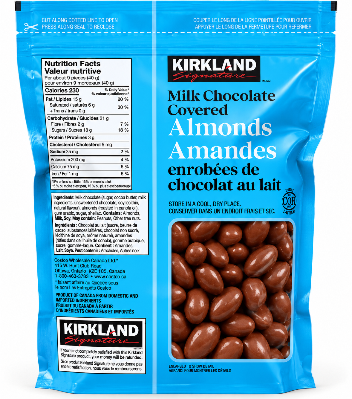 (2 Pack) Kirkland Signature Chocolate Covered Almonds, 1.5 kg (3.3 lb)