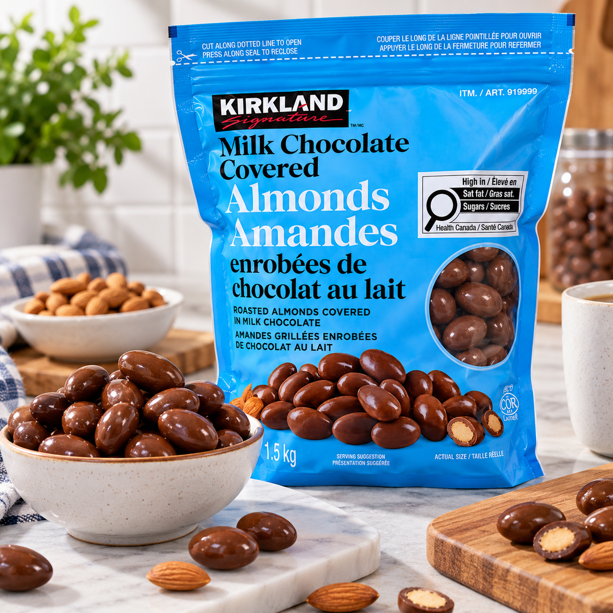 (2 Pack) Kirkland Signature Chocolate Covered Almonds, 1.5 kg (3.3 lb)