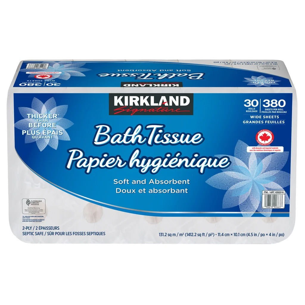 Kirkland Signature 2-Ply Bath Tissue – 30 Pack | Strong, Soft & Absorbent Toilet Paper for Everyday Home Use