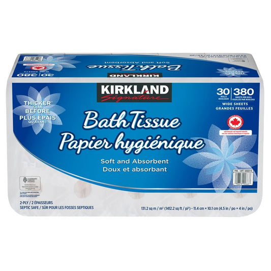 Kirkland Signature 2-Ply Bath Tissue – 30 Pack | Strong, Soft & Absorbent Toilet Paper for Everyday Home Use