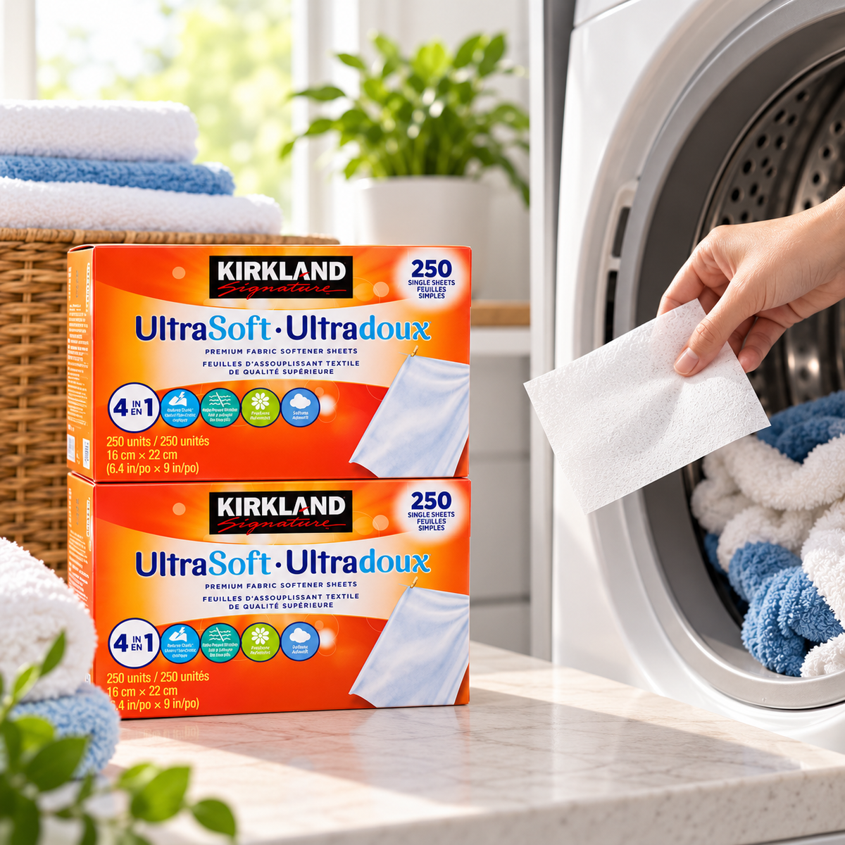 Kirkland Signature UltraSoft Premium Fabric Softener Sheets, Fresh Scent, 2-Pack