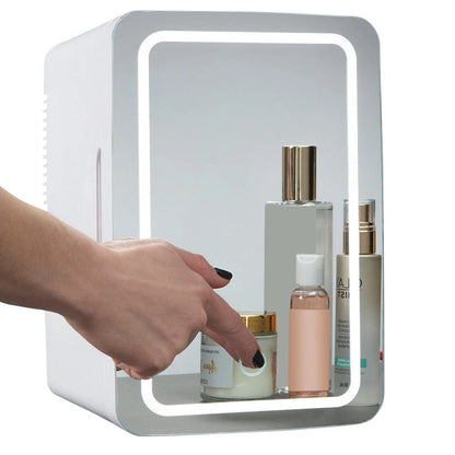 Koolatron 6L Compact Cosmetics Mini Fridge with LED Lighted Dimmable Makeup Mirror | Portable Beauty Skincare Cooler