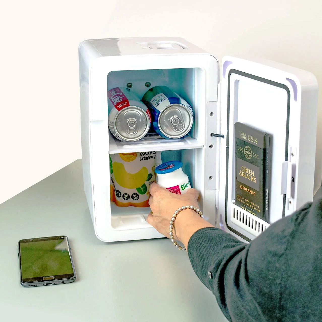 Koolatron 6L Compact Cosmetics Mini Fridge with LED Lighted Dimmable Makeup Mirror | Portable Beauty Skincare Cooler
