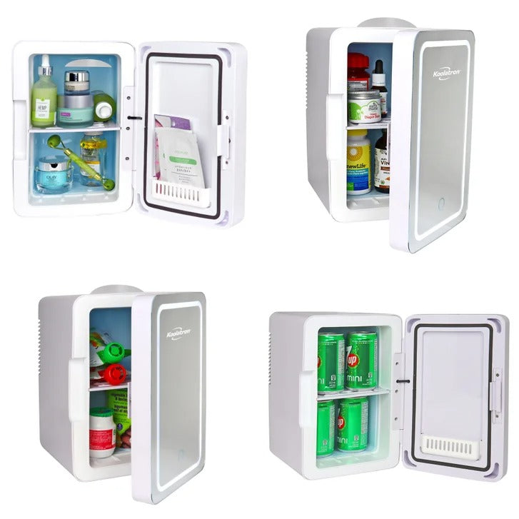Koolatron 6L Compact Cosmetics Mini Fridge with LED Lighted Dimmable Makeup Mirror | Portable Beauty Skincare Cooler