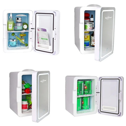 Koolatron 6L Compact Cosmetics Mini Fridge with LED Lighted Dimmable Makeup Mirror | Portable Beauty Skincare Cooler