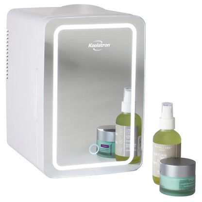 Koolatron 6L Compact Cosmetics Mini Fridge with LED Lighted Dimmable Makeup Mirror | Portable Beauty Skincare Cooler