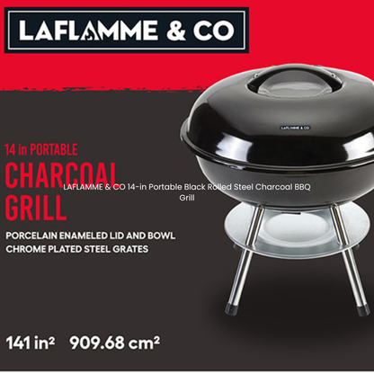 LAFLAMME & CO 14-in Portable Black Rolled Steel Charcoal BBQ Grill