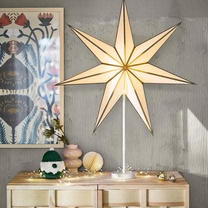 IKEA 70 cm Star-Shaped Paper Lamp Shade, White & Gold Colour, Indoor Decorative Shade