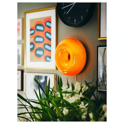 IKEA VARMBLIXT LED Table/Wall Lamp, Orange Glass, Round, 30 cm