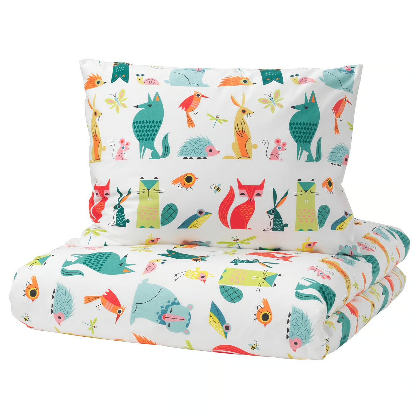 IKEA LATTJO Duvet cover and pillowcase, animal/multicolor, Twin