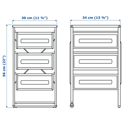 IKEA LENNART Drawer Unit with Castors – Slim Rolling Storage Organizer - White