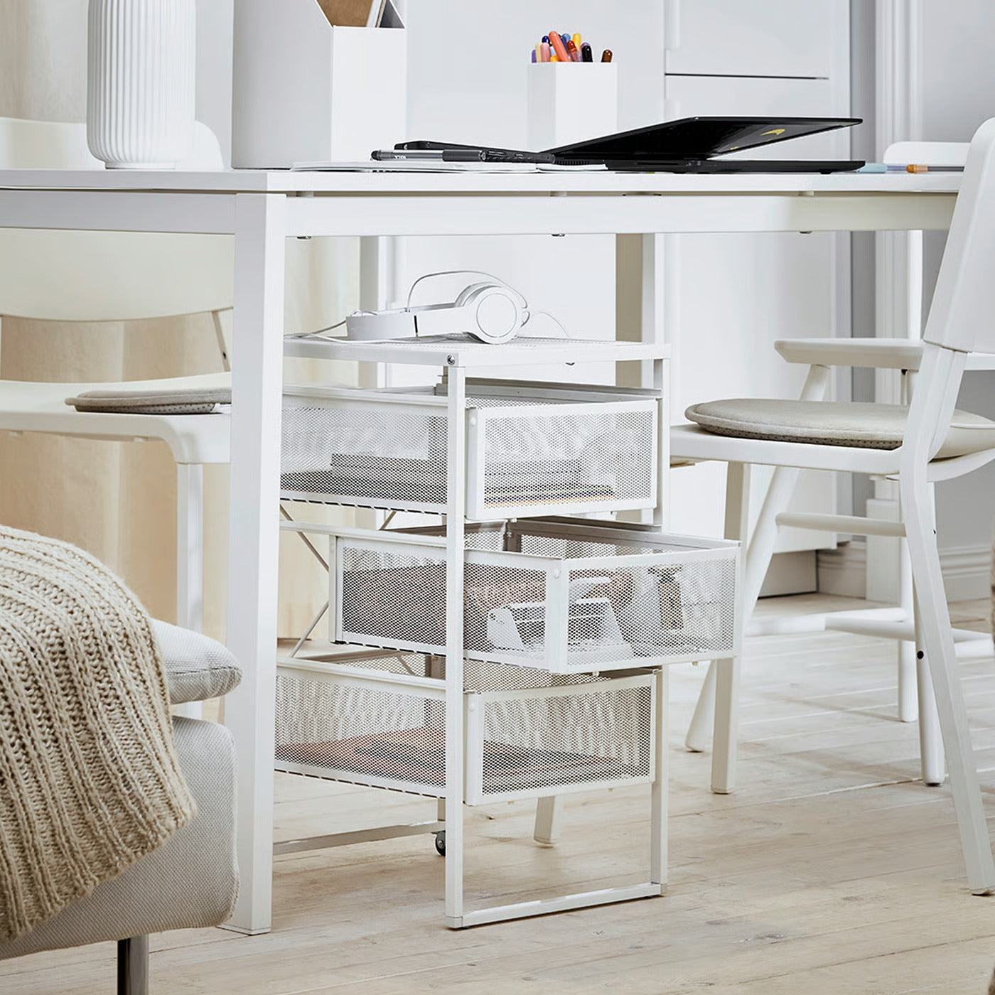 IKEA LENNART Drawer Unit with Castors – Slim Rolling Storage Organizer - White