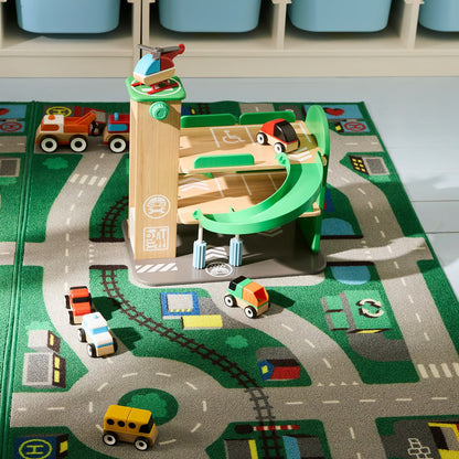 IKEA LILLABO Garage with car and helicopter, Multicolor
