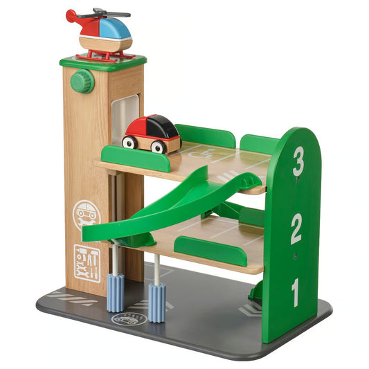 IKEA LILLABO Garage with car and helicopter, Multicolor