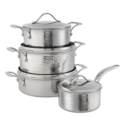 Lagostina 5-Ply Hammered Stainless Steel Cookware, 8-piece