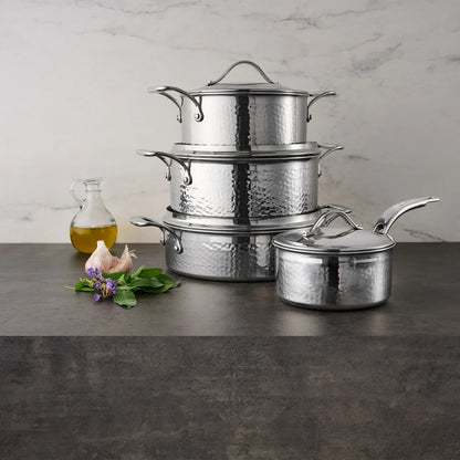 Lagostina 5-Ply Hammered Stainless Steel Cookware, 8-piece