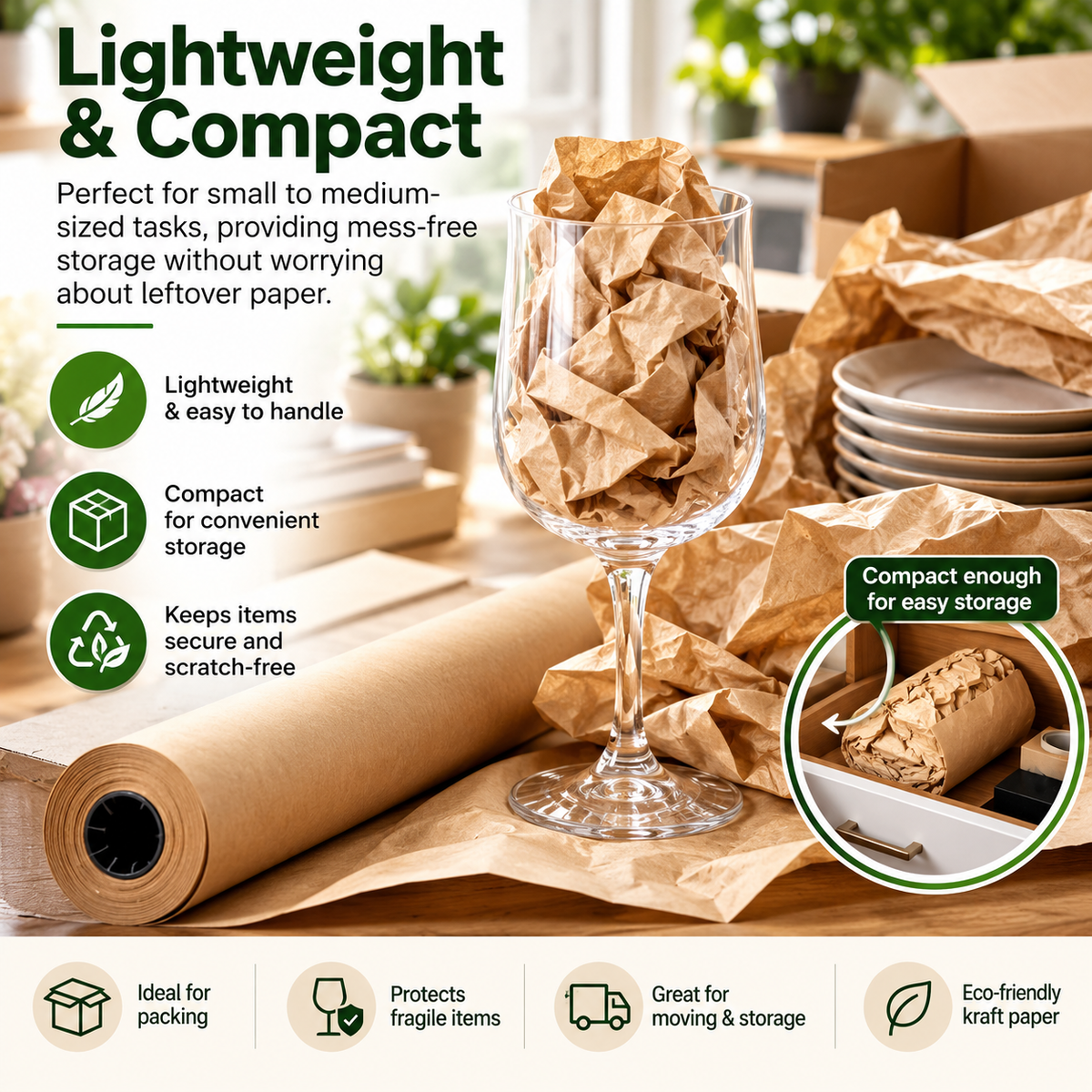 Heavy Duty Brown Kraft Paper Roll, 24 Inch Wide x 750 Feet Long, 30 lb Thick Packing & Wrapping Paper, Multipurpose Protective Packaging Paper for Moving, Shipping Boxes, Gift Wrapping, Arts & Crafts, DIY Projects, Party Decorations & Home Supplies