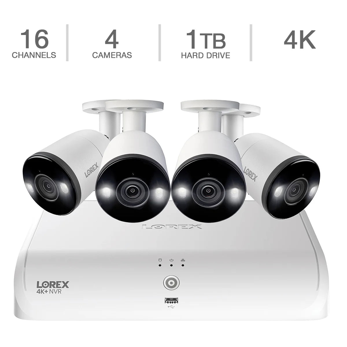 Lorex Fusion 4K 16-Channel 1TB NVR Wired System with 4 Smart Deterrence Cameras