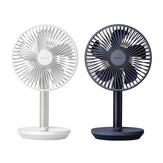 Lumena FAN STAND 4 Cordless 2-Pack 7" Compact Desk Fan – Portable Oscillating Air Cooler