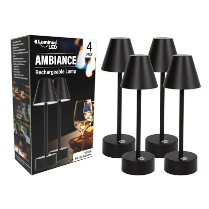 Luminus LED Rechargeable Ambiance Table Lamp, 4-pack