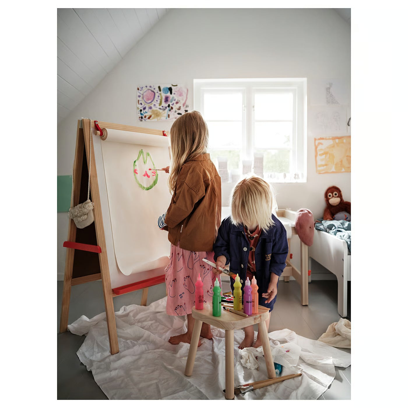 IKEA Kids Double-Sided Wooden Easel with Chalkboard & Whiteboard