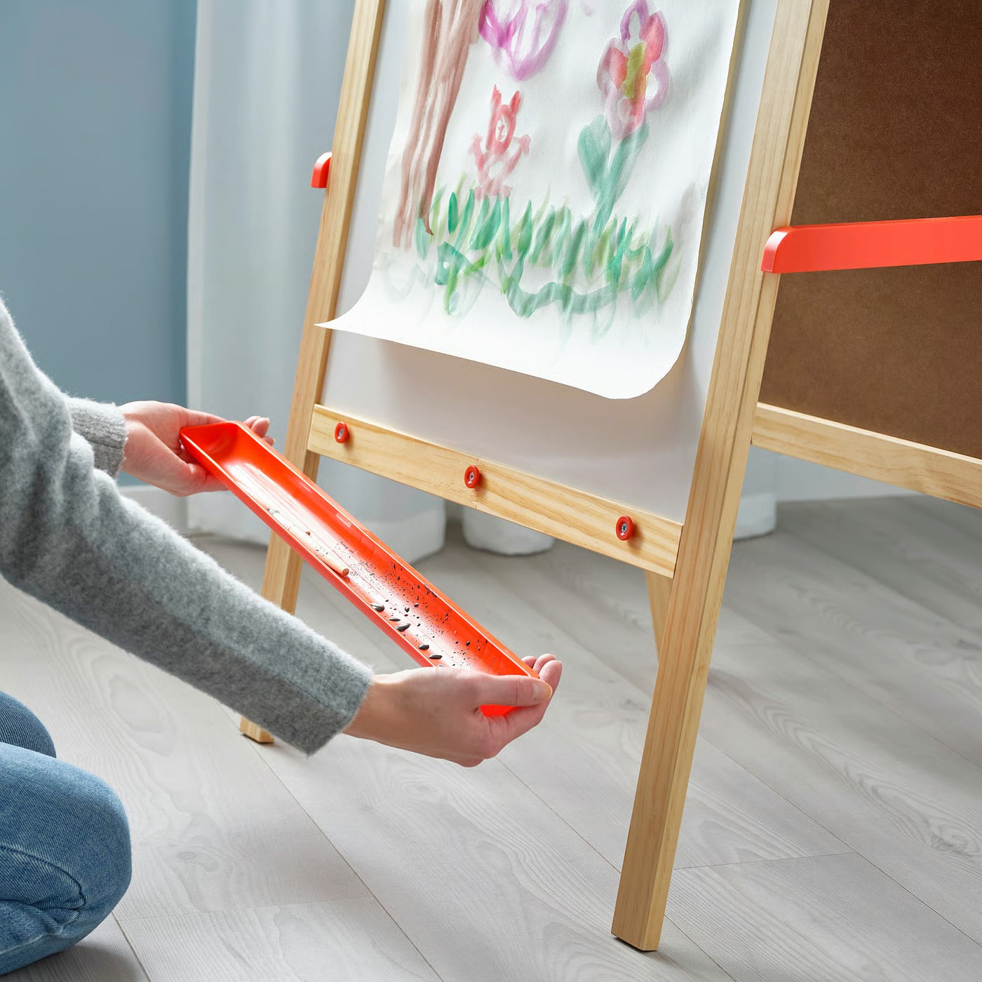 IKEA Kids Double-Sided Wooden Easel with Chalkboard & Whiteboard