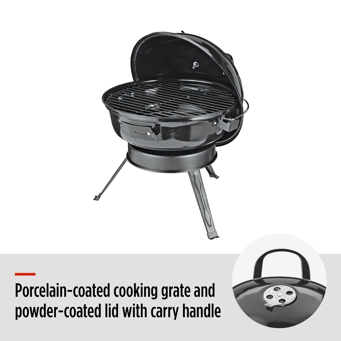 MASTER Chef Portable Charcoal Kettle BBQ Grill with Folding Legs