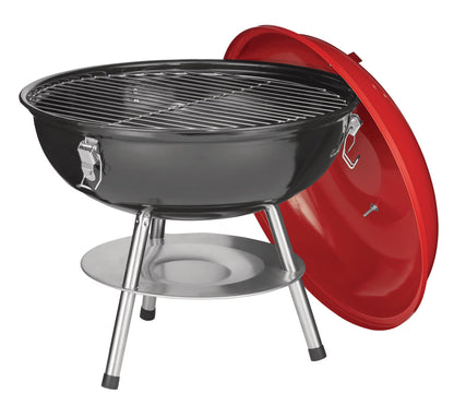 MASTER Chef Portable Charcoal Kettle BBQ Grill with Folding Stand, 14-in