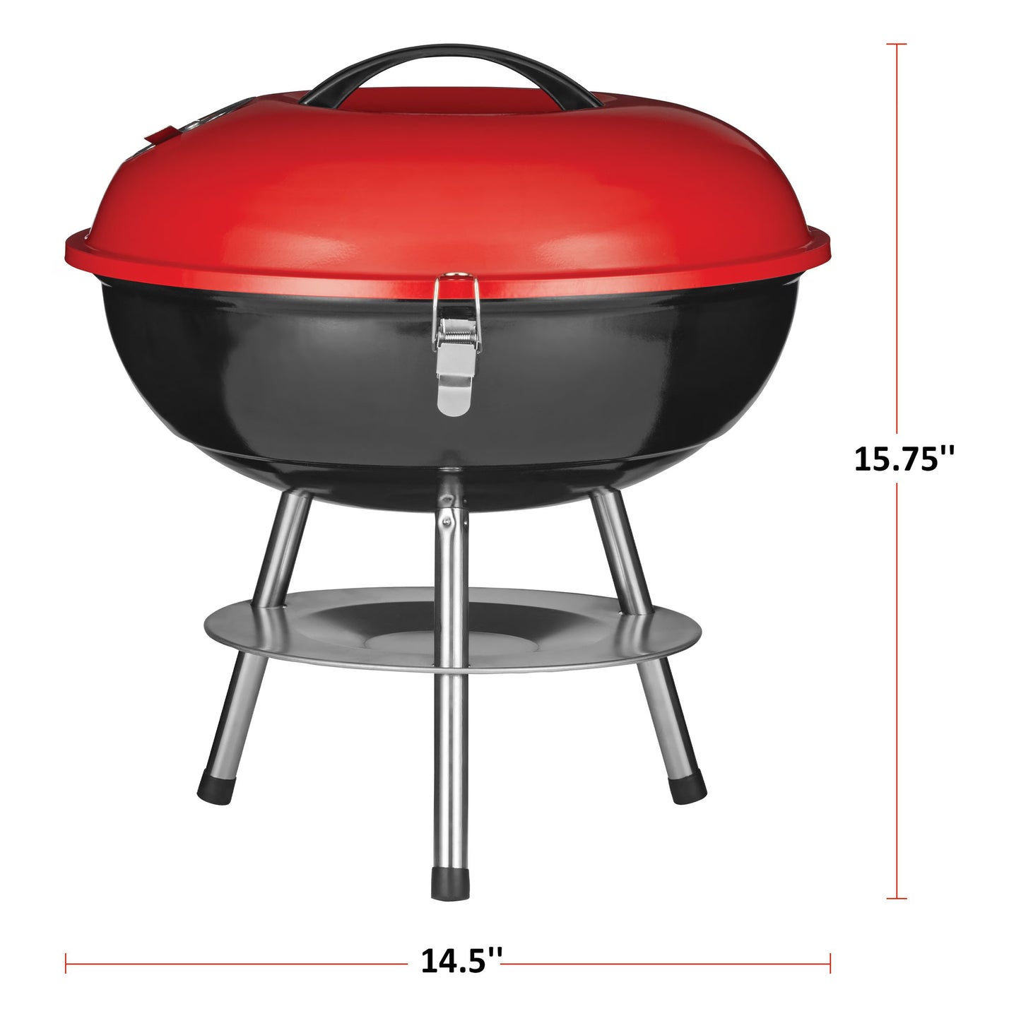 MASTER Chef Portable Charcoal Kettle BBQ Grill with Folding Stand, 14-in