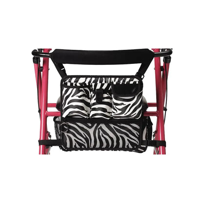 Medline UltraLight Zebra Rolling Walker, Shimmer Pink Frame