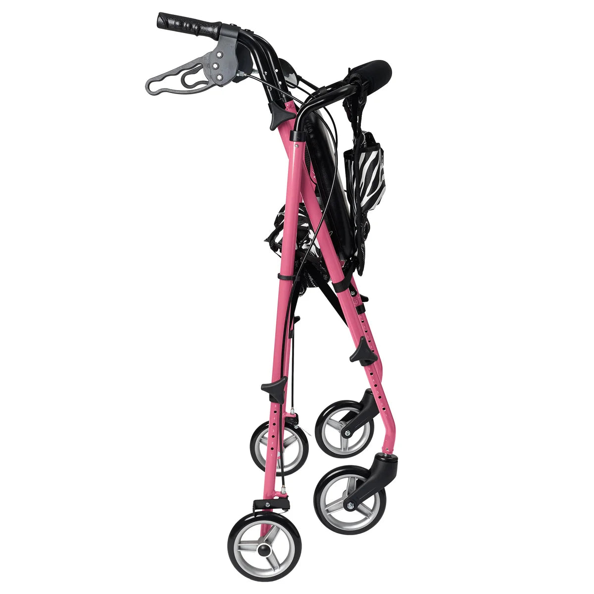 Medline UltraLight Zebra Rolling Walker, Shimmer Pink Frame