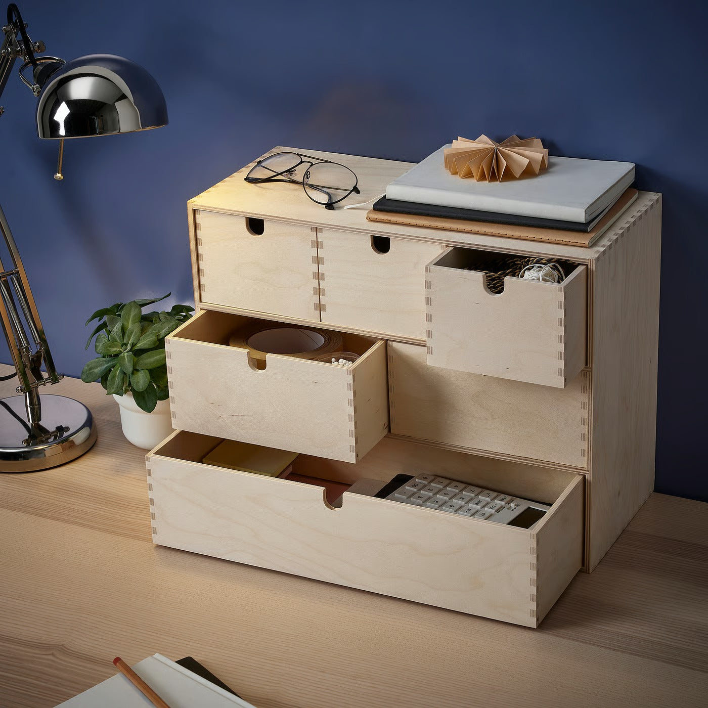 IKEA MOPPE Mini chest of drawers, birch plywood, 42x18x32 cm (16 ½x7x12 5/8 ")