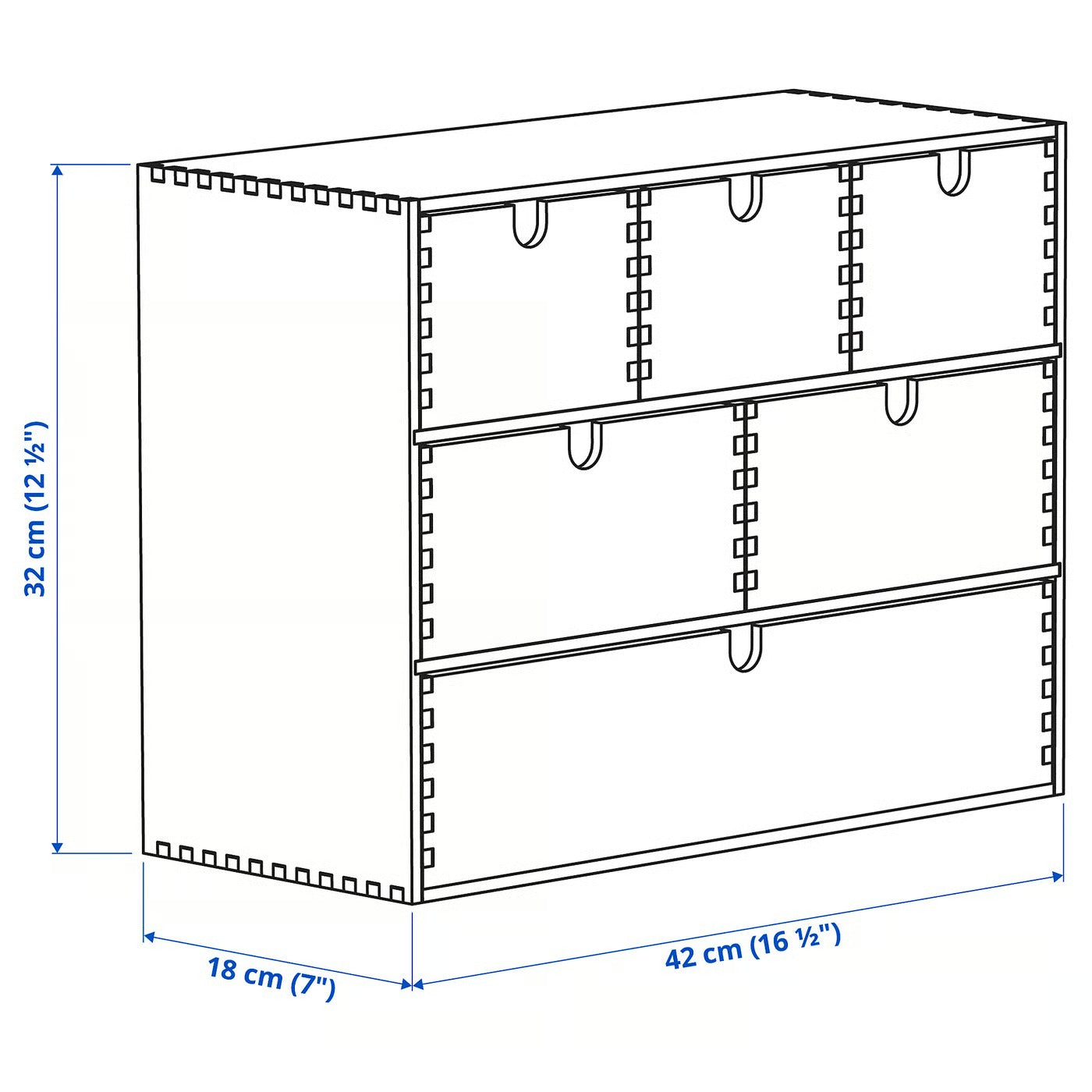 IKEA MOPPE Mini chest of drawers, birch plywood, 42x18x32 cm (16 ½x7x12 5/8 ")
