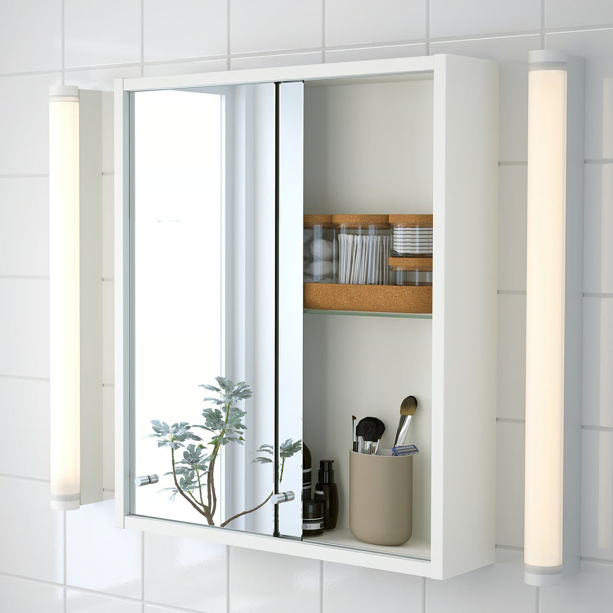 IKEA NYSJÖN Mirror cabinet, white, 50x60 cm (19 5/8x23 5/8 ")