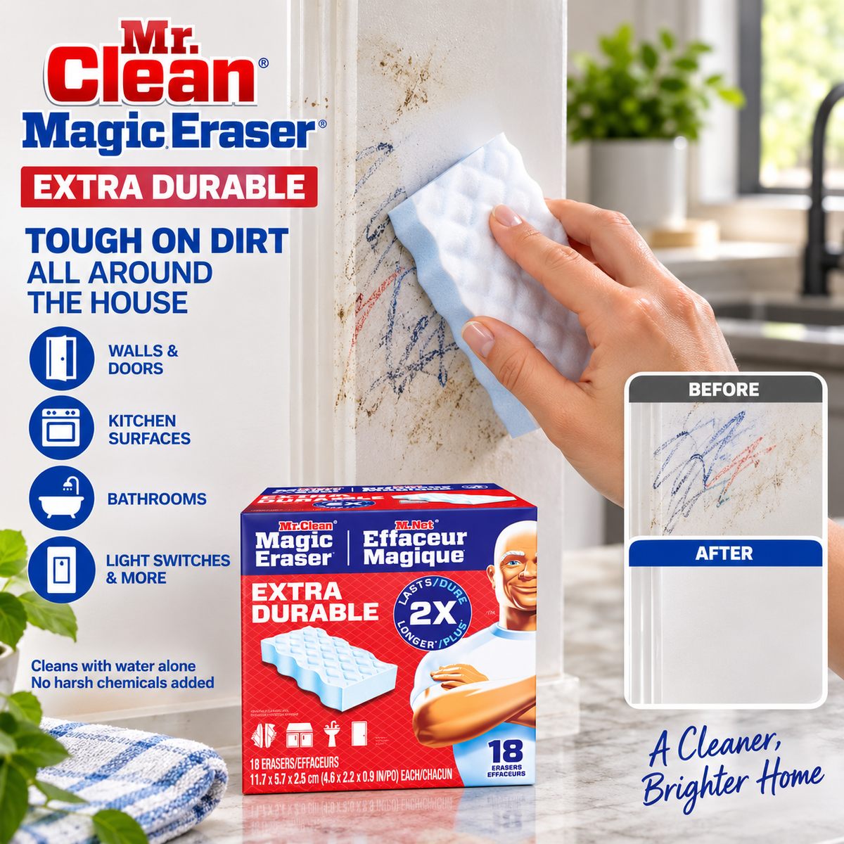 Mr. Clean Magic Eraser Extra Durable Cleaning Pads, 18 Count