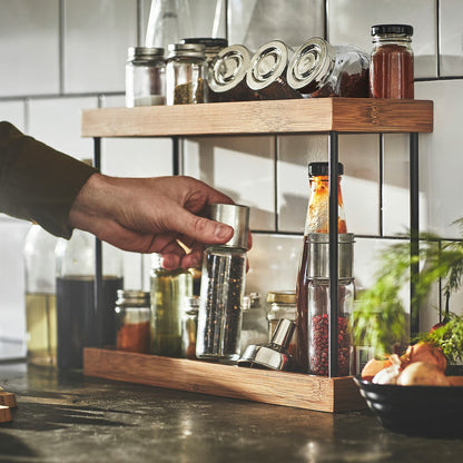 IKEA NÅLBLECKA Kitchen countertop organizer, metal/bamboo, 38x13x28 cm (15x5 1/8x11 ")