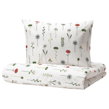 IKEA NATTSLÄNDA Duvet cover and pillowcase, floral pattern multicolor, Twin