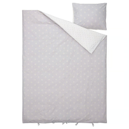 IKEA NATTSLÄNDA Duvet cover and pillowcase, floral pattern gray/white, Twin