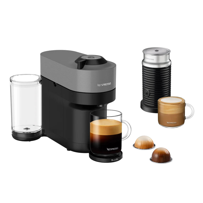 Machine à café à dosettes Nespresso Vertuo Pop+ de Breville avec Aeroccino 