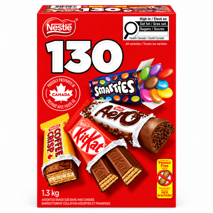 Nestlé Assorted Mini Chocolate Bars &amp; Candies, 1.3 kg, KitKat, Smarties, Aero &amp; Coffee Crisp, Individually Wrapped Halloween Candy Variety Pack