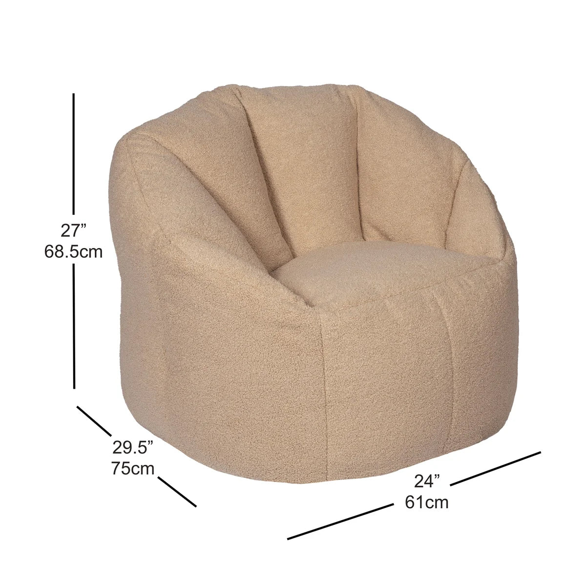 Norka Living Rod Sherpa Bean Bag Chair | Tan